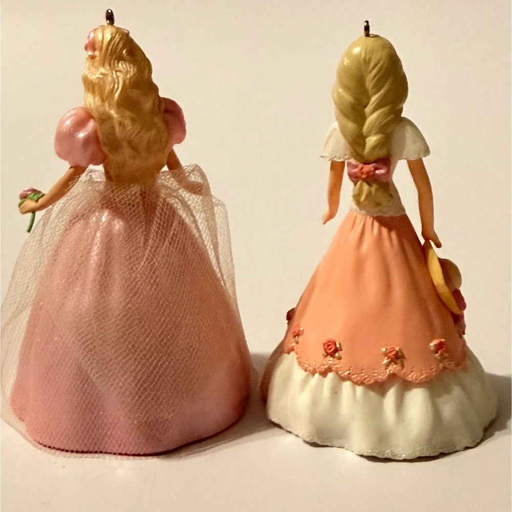 Hallmark Keepsake Barbie Ornaments 1996 1997 Vintage Mattel Set of 2 Pink Peach